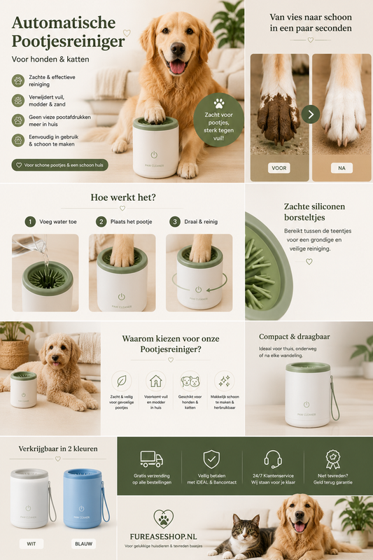 Automatische Pootjesreiniger, Altijd schone pootjes na elke wandeling 🐾